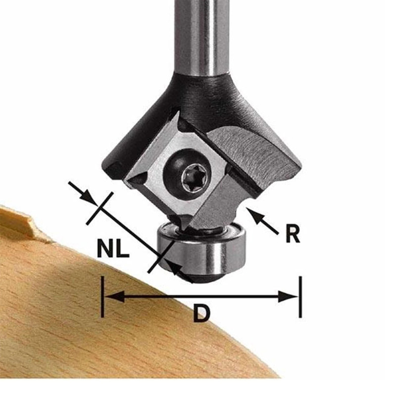 Radius Router Bit - 28 mm D - 3 mm CL - Cutting Radius:2 mm